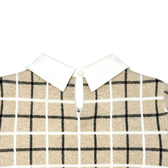 Tahari Windowpane Sweater with Faux Collar - XS - Picture 7 of 9